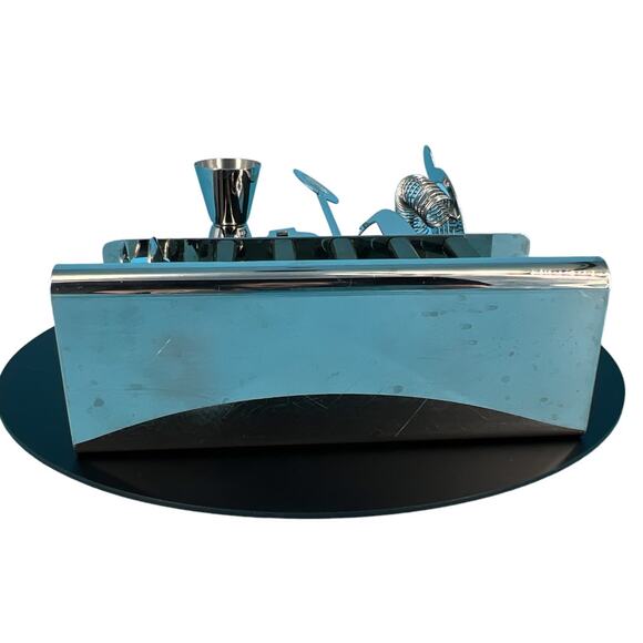 Stainless Steel Bar Tools Six Piece Set and Stand Cocktail Party Bartender Drink - Picture 9 of 13